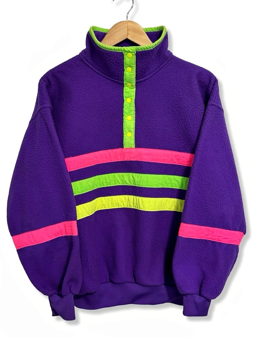 Vintage 80s/90s Color Block Snap Fleece Pullover